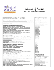 Calendar of Events - Bilingual Childcare