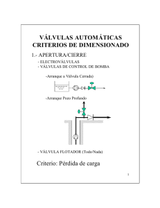 Criterios para dimensionamiento de una valvula automatica
