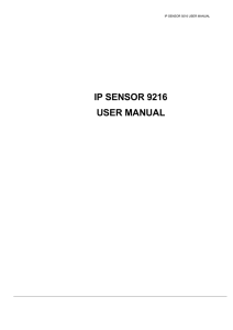 IP SENSOR 9216 USER MANUAL