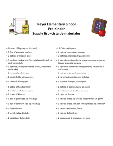 Reyes Elementary School Pre-Kinder Supply List –Lista de materiales