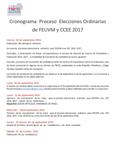 Cronograma Proceso Elecciones Ordinarias de FEUVM y CCEE 2017