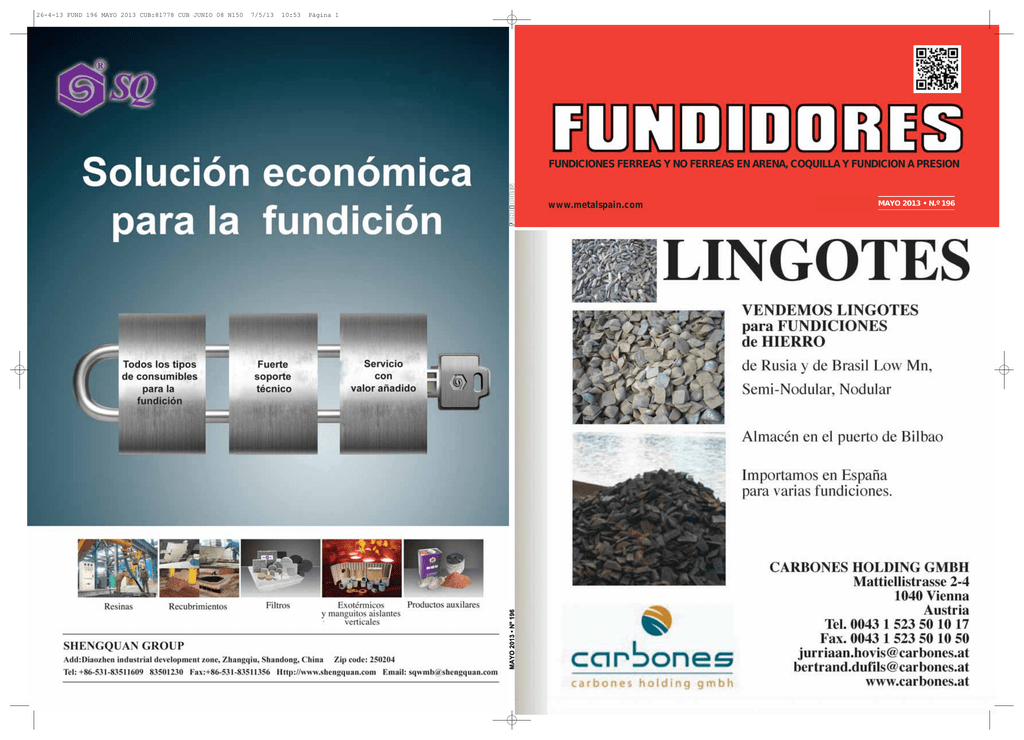 fundiciones ferreas y no ferreas en arena FUNDICIONES FERREAS Y NO FERREAS EN ARENA, COQUILLA Y