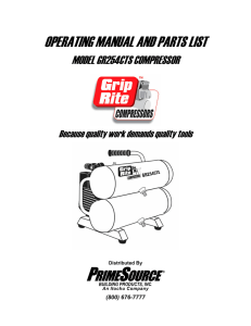 operating manual and parts list
