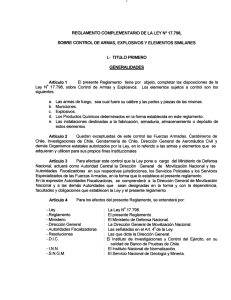 reglamento complementario de la ley n° 17.798, sobre