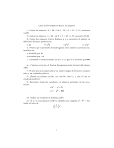 Lista de Problemas de teorıa de números 1.