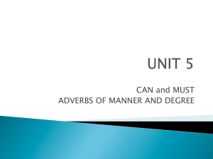CAN and MUST ADVERBS OF MANNER AND DEGREE