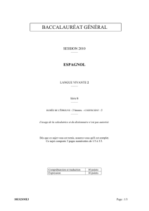 Sujet officiel complet du bac S Espagnol LV2 2010