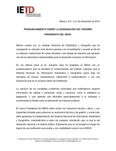 México, D.F. a 01 de diciembre de 2015 PRONUNCIAMIENTO