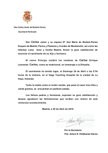 Don Carlos Javier de Borbón Parma Secretaria Particular Don