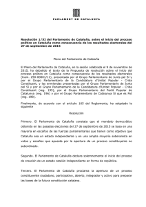 Resolución 1/XI del Parlamento de Cataluña, sobre el inicio del