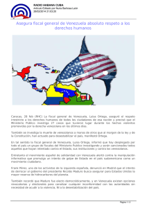 Asegura fiscal general de Venezuela absoluto respeto a los