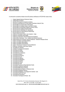 A continuación se presenta el listado de las IES públicas