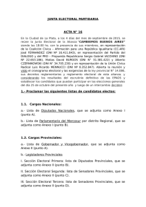 JUNTA ELECTORAL PARTIDARIA ACTA N° 16 1.