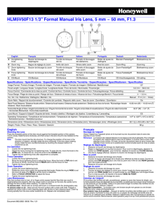HLM5V50F13 1/3" Format Manual Iris Lens Guide