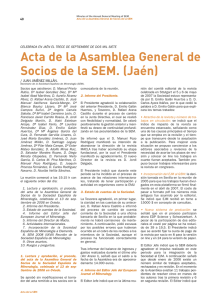 Acta de la Asamblea General de Socios de la SEM. (Jaén)