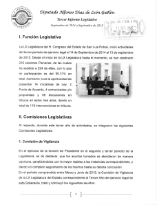 I. Función Legislativa Diputado Alfonso Díaz de León Guillén