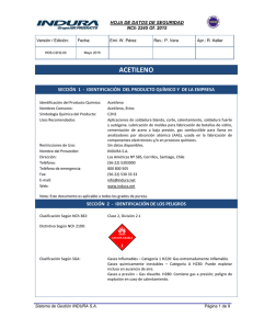 HDS Acetileno: Hoja de Seguridad | INDURA S.A.