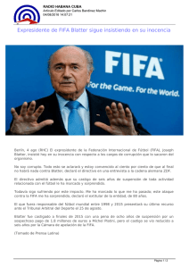 Expresidente de FIFA Blatter sigue insistiendo en su inocencia