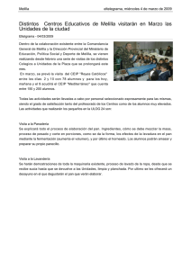 Distintos Centros Educativos de Melilla visitarán en Marzo las