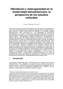 Hibridaci&oacute;n y heterogeneidad en la modernidad latinoamericana: la