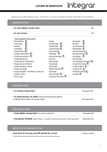 LISTADO DE BENEFICIOS consultas farmacias vacunación médico