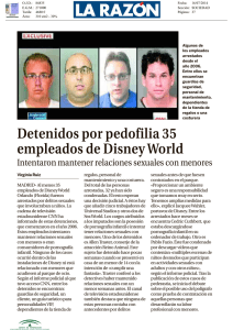 Detenidos por pedofilia 35 empleados de Disney World