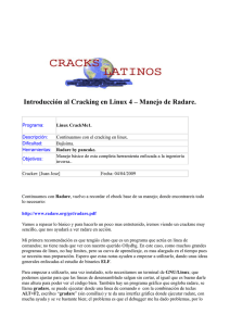Introducción al Cracking en Linux 4 – Manejo de Radare.