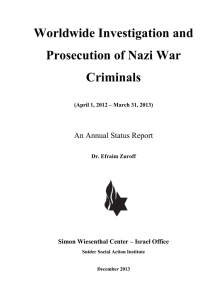 Worldwide Investigation and Prosecution of Nazi War Criminals