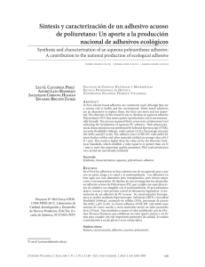 Síntesis y caracterización de un adhesivo acuoso de poliuretano
