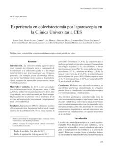 Experiencia en colecistectomía por laparoscopia