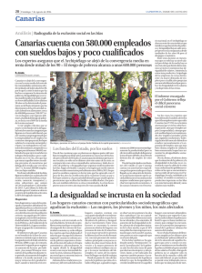 Canarias cuenta con 580.000 empleados con sueldos bajos y poco