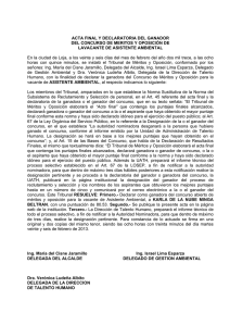 ACTA FINAL Y DECLARATORIA DEL GANADOR DEL CONCURSO