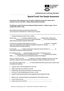 Spanish Fourth Year Sample Assessment