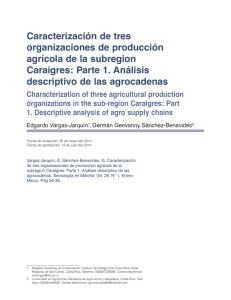 Caracterización de tres organizaciones de producción