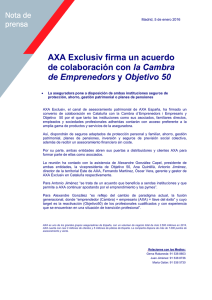 AXA Exclusiv firma un acuerdo de colaboración con la Cambra de