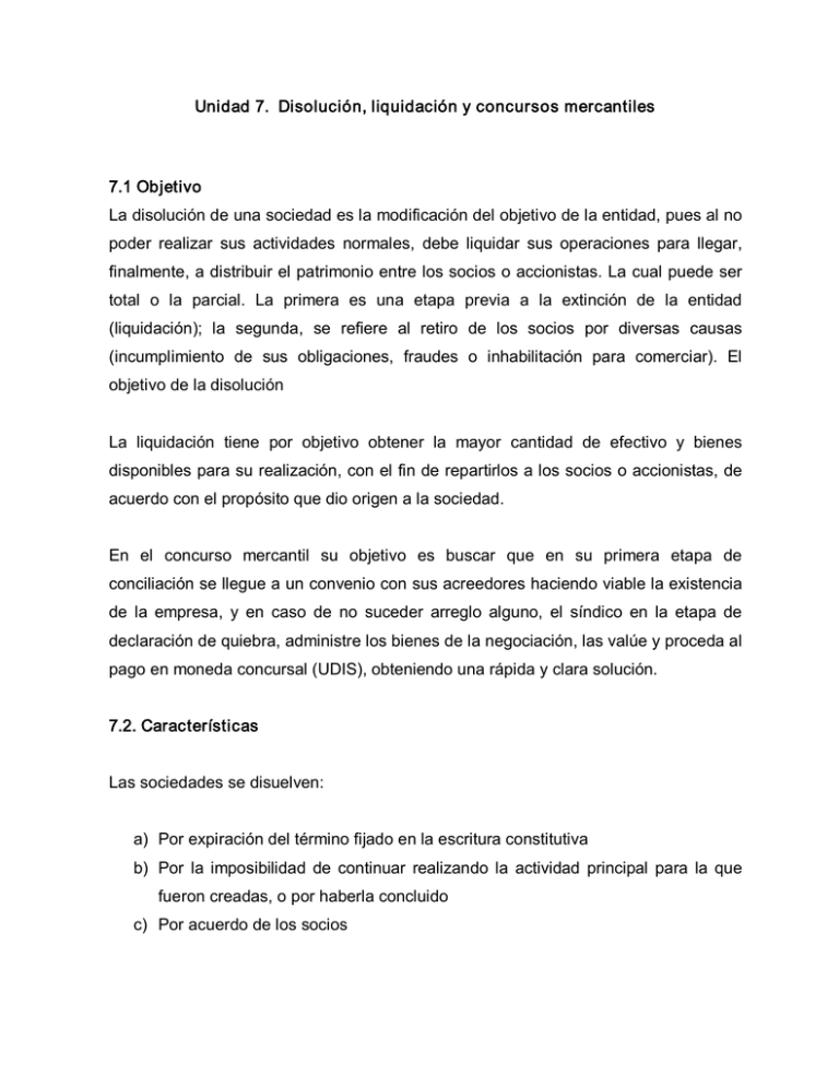 Disolución, Liquidación Y Concursos Mercantiles