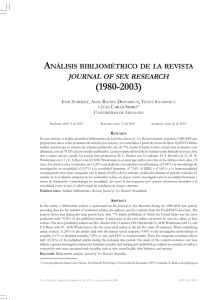 análisis bibliométrico de la revista journal of sex research