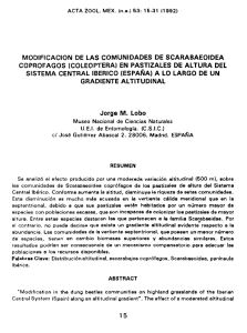 MODIFICACION DE LAS COMUNIDADES DE SCARABAEOIDEA