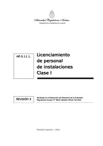 Licenciamiento de personal de instalaciones Clase I