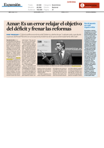 Aznar: Es un error relajar el objetivo del déficit y frenar las reformas