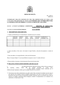 reino de españa veterinary health certificate for the importation of
