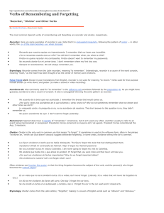 Verbs of Remembering and Forgetting