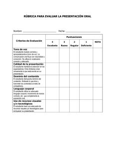 Rúbrica Evaluar Presentación Oral Modelo de Evaluación Curricular