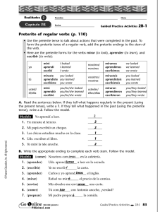 Preterite of regular verbs (p. 110) 2 imos