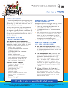 Heads Up Concussion in Youth Sports: A Fact Sheet for