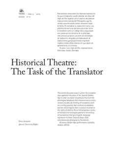 Historical Theatre: The Task of the Translator