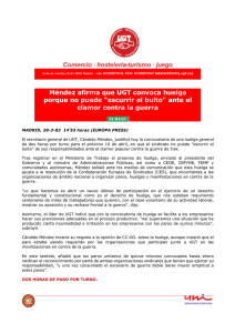 Méndez afirma que UGT convoca huelga porque no puede "escurrir