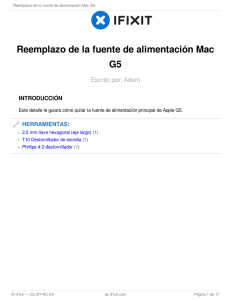 Reemplazo de la fuente de alimentación Mac G5