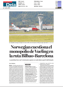 Norwegian cuestiona el monopolio de Vueling en la ruta Bilbao