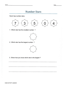Page 1 Name Date Number Stars Kevin has number stars. {7}{3} {5